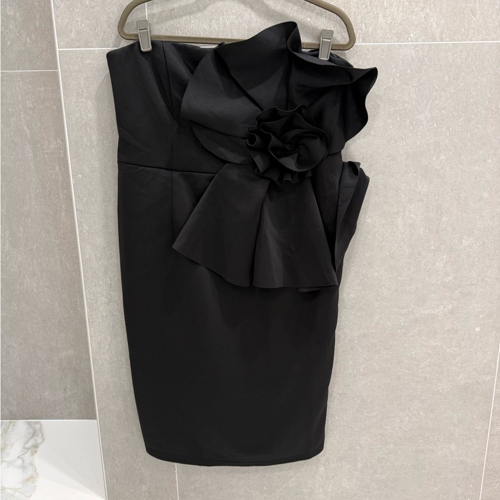 NWT - New York & Company Black Strapless Dress with Floral Accent